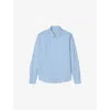 Sandro Mens Sky Blue Crinkled-texture Regular-fit Woven Shirt In Blue