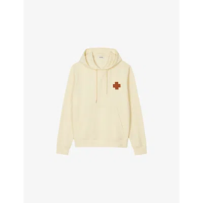 SANDRO MENS NATURELS CROSS-PATCH RELAXED-FIT COTTON HOODY XS