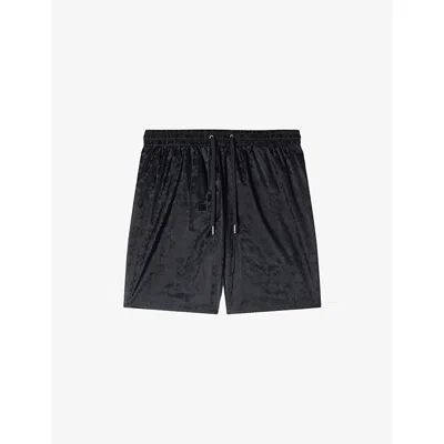Sandro Mens  Jacquard-print Elasticated-waist Regular-fit Woven Swim Shorts In Black