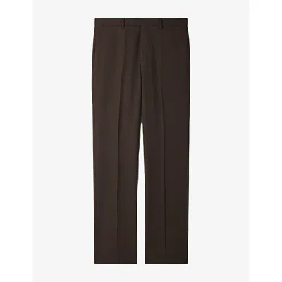 Sandro Mens Dark Taupe Berkeley Slim-fit Tapered Wool Trousers In Brown