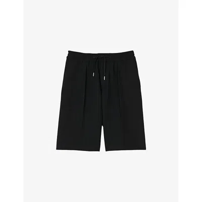 Sandro Mens Noir / Gris Drawstring-waist Regular-fit Stretch-jersey Shorts In Multi