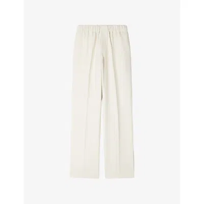 Sandro Mens Ecru Elasticated-waist Wide-leg Stretch-woven Trousers In Neutral