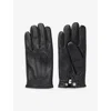 Sandro Mens  Elasticated-cuff Smooth-leather Gloves In Noir / Gris