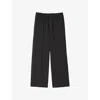 Sandro Mens Dark Grey Elasticated-waist Wide-leg Stretch-woven Trousers Xl In Black
