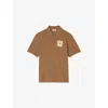 Sandro Mens Naturels Flower-appliqué Short-sleeved Cotton Polo Shirt