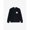 Sandro Mens  Flower-patch Crewneck Cotton Sweatshirt In Bleus