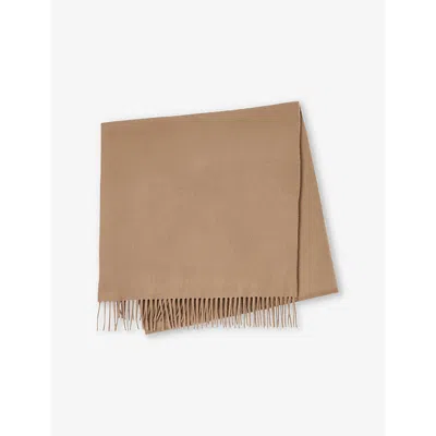Sandro Mens  Fringed-trim Wool And Cashmere-blend Scarf In Naturels