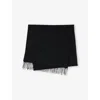 Sandro Mens  Fringed-trim Wool And Cashmere-blend Scarf In Noir / Gris