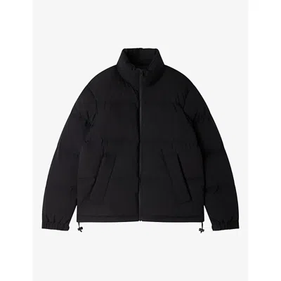 Sandro Mens Funnel-neck Padded Shell Puffer Jacket Carbon Black