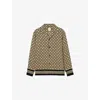 Sandro Mens Beige Geometric-print Relaxed-fit Woven Shirt In Brown