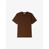 Sandro Mens Ginger Bread Logo-patch Crewneck Cotton T-shirt In Brown