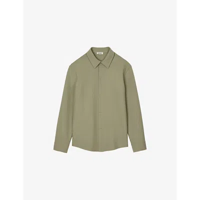 Sandro Mens Joker Long-sleeve Regular-fit Stretch-woven Shirt Verts