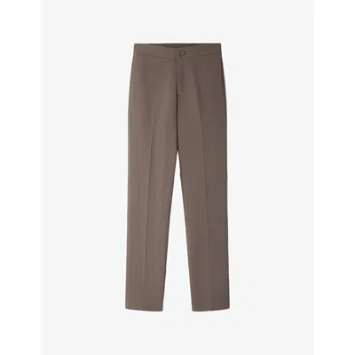 Sandro Mens Light Taupe High-rise Stretch-jersey Trousers In Burgundy