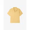 Sandro Mens Light Yellow Shark-collar Relaxed-fit Woven Shirt In Neutral