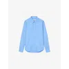 Sandro Mens Blue Office Long-sleeved Regular-fit Cotton Shirt In Blue