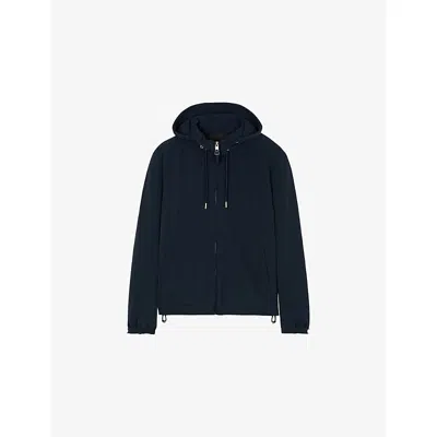 Sandro Mens  Hooded Zip-up Stretch-woven Jacket In Blue