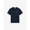 Sandro Mens Midnight Blue Logo-appliqué Short-sleeve Cotton T-shirt Xs In Blue