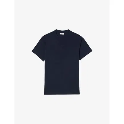 Sandro Mens Midnight Blue Logo-embellished Short-sleeve Cotton T-shirt