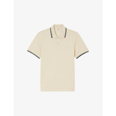 Sandro Mens Naturels Contrast-trim Short-sleeve Cotton-pique Polo Shirt