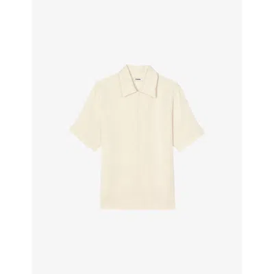 Sandro Mens Naturels Crinkled Micro-pleat Woven Shirt