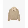 Sandro Mens Fleece-collar Patch-pocket Wool-blend Aviator Jacket Naturels In Naturels