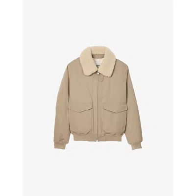 Sandro Mens  Detachable-collar Side-pocket Cotton Jacket In Naturels