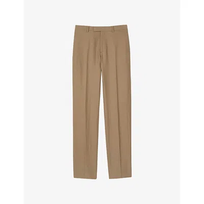 Sandro Mens Naturels Regular-fit Straight-leg Lyocell, Linen And Cotton-blend Trousers