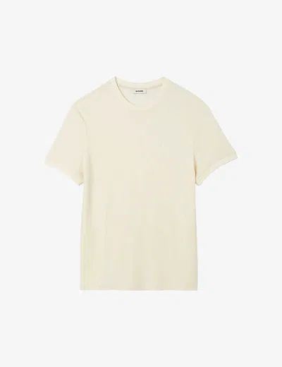Sandro Mens Naturels Silvio Round-neck Relaxed-fit Woven T-shirt