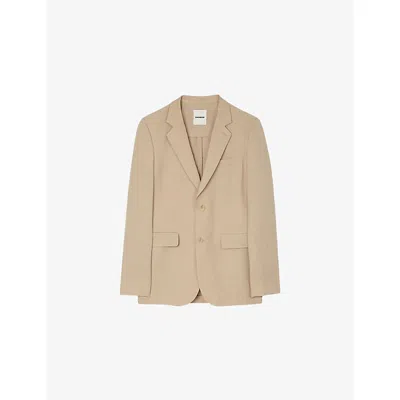 Sandro Mens Naturels Single-breasted Lyocell-blend Blazer