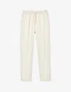 Sandro Mens Naturels Tapered Drawstring-waist Stretch-cotton Blend Trousers