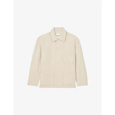 Sandro Mens  Worker Patch-pocket Linen-cotton Jacket In Naturels