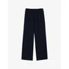 Sandro Mens Navy Blue Elasticated-waist Wide-leg Stretch Wool-blend Trousers