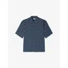 Sandro Mens  Link-print Relaxed-fit Woven Shirt In Blue