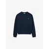 Sandro Mens Navy Blue Logo-patch Relaxed-fit Cotton Sweatshirt Xl