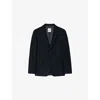Sandro Mens Navy Blue Notched-lapel Single-breasted Wool Blazer In Blue