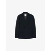 Sandro Mens Navy Blue Regular-fit Double-breasted Wool Suit Jacket In Blue