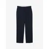 Sandro Mens Navy Blue Regular-fit Wide-leg Wool Trousers In Blue