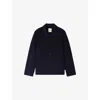 Sandro Mens Navy Blue Side-pocket Wool-blend Worker Jacket In Blue