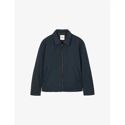 Sandro Mens Navy Blue Spread-collar Slip-pocket Regular-fit Shell Jacket