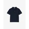 Sandro Mens Navy Blue Stretch-woven Polo-shirt In Black