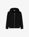 Sandro Mens Black Brand-tab Zipped Stretch-knit Hoody In Black