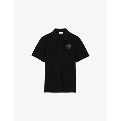 Sandro Mens  Cross-patch Cotton Polo Shirt