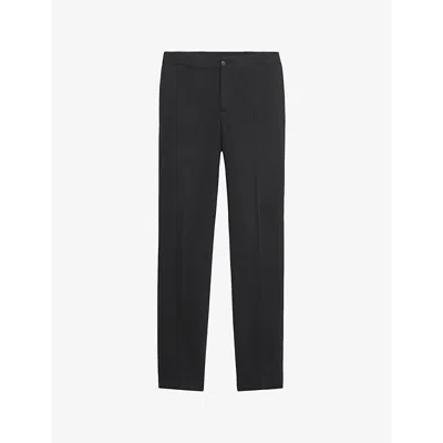 Sandro Mens  High-rise Stretch-jersey Trousers In Noir / Gris