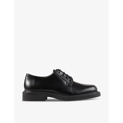Sandro Mens  Square-toe Lace-up Leather Derby Shoes In Noir / Gris