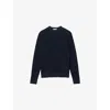 Sandro Mens  Textured Crewneck Cotton Knitted Jumper In Noir / Gris