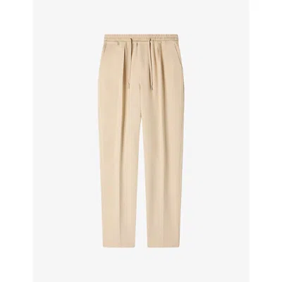 Sandro Mens Oats Drawstring-waist Straight-leg Woven Trousers In Neutral