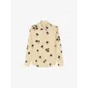 Sandro Mens Off White Floral-print Pointed-collar Linen Blend Shirt In Neutral
