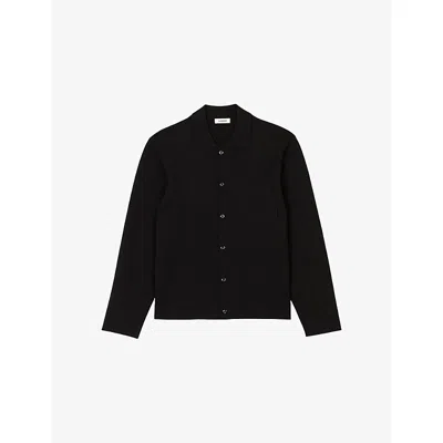 Sandro Mens  Regular-fit Long-sleeve Knitted Overshirt In Noir / Gris