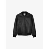 Sandro Leather Bomber Jacket In Noir / Gris