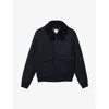 Sandro Mens Shearling-collar Wool-blend Aviator Jacket Navy Blue In Bleus